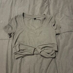 Gray Women's V-Neck Top